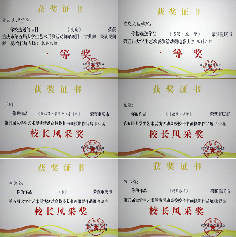 重慶市第五屆大學(xué)生藝術(shù)展演中取得豐碩成果